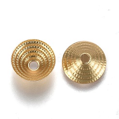 環境に優しい真鍮製のビーズキャップ  長持ちメッキ  コーン  ゴールドカラー  9x4mm  穴：1.6mm&nbsp;KK-H740-09G