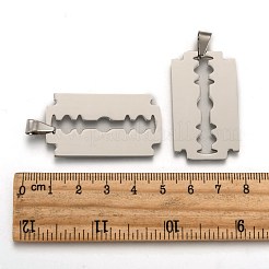 変色しにくい201ステンレススチールブレードペンダント  ステンレス鋼色  41.5x23.5x1.5mm  穴：4x9mm&nbsp;STAS-I032-069B