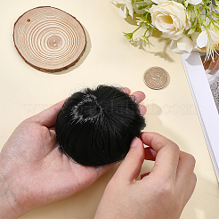 プラスチック人形の髪  diyの人形のおもちゃの人形のプラシ天の動物の作成のため  ブラック  65.5x50mm&nbsp;DIY-WH0591-422B