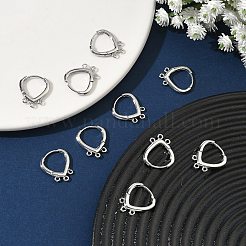 シェグレース 真鍮製フープピアス金具  カドミウムフリー＆ニッケルフリー＆鉛フリー  3ループ付き  プラチナメッキ  17x14~14.5x2mm  穴：1~1.2mm&nbsp;XGR0159P-91P
