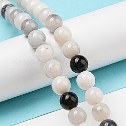 天然石瑪瑙ビーズ連売り  ラウンド  白と黒  8mm  穴：0.7mm  約48~49個/連  15.51~15.83''（39.4~40.2センチメートル）&nbsp;G-R494-A18-03