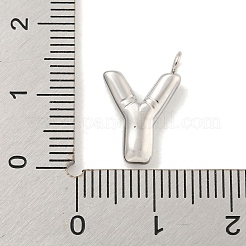 変色しない304ステンレススチールペンダント  レターチャーム  ステンレス鋼色  文字y  16x10.5x3mm  穴：2mm&nbsp;STAS-C102-15P-Y