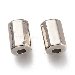 CCBプラスチックビーズ  六角コラム  プラチナ  8x5mm  穴：2mm&nbsp;CCB-O004-05P