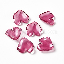 電気メッキガラスペンダント  花びらのチャーム  赤ミディアム紫  20x19x4mm  穴：1.2mm&nbsp;EGLA-H102-02D