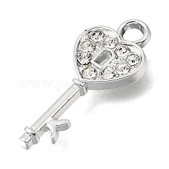 UVメッキ合金クリスタルラインストーンペンダント  キーホルダーキー  プラチナ  25x10.5x2mm  穴：3mm&nbsp;RB-CBAD37D-13P
