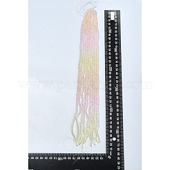 透明なグラデーションカラーのガラスビーズ 10 連売り  セグメント化されたマルチカラービーズ  多面カット  ラウンド  ピンク  4~4.5mm  穴：1mm  約90~95個/連  13.98''（35.5センチメートル）&nbsp;GLAA-CJ0002-09C