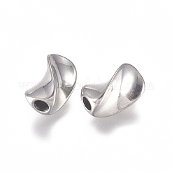 変色しにくい304ステンレススチールビーズ  ツイスト  ステンレス鋼色  10x6mm  穴：2mm&nbsp;STAS-L234-125B