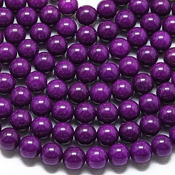 天然石マレーシアジェイドビーズ連売り  染め＆加熱  ラウンド  パープル  8~8.5mm  穴：1.2mm  約48個/連  14.96インチ（38cm）&nbsp;G-L645-A01-8mm-01