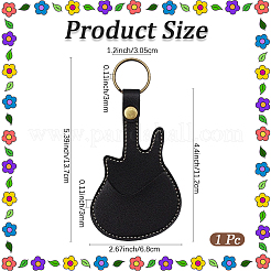 レザーギターピックホルダーキーホルダー  ギターピックホルダーケースバッグ  合金リング付き  ブラック  137mm&nbsp;AJEW-WH20816-061AB-01