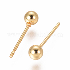 304ステンレススチールボールスタッドピアス  低刺激性のイヤリング  ゴールドカラー  15x4mm  ピン：0.7mm&nbsp;X-EJEW-F237-01B-G