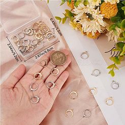 60個 2色 304ステンレススチール フレンチフックピアス金具  水平ループと 60 個のジャンプ リング付き  24KGP本金メッキ＆ステンレススチールカラー  14.5x12.5x2mm  穴：1.2mm  30個/カラー&nbsp;DIY-CN0002-52
