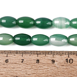 天然石瑪瑙ビーズ連売り  染め  ライス  ミディアムシーグリーン  11.5~12.5x7.5~8.5mm  穴：1~1.2mm  約31~33個/連  14.57~15.35インチ（37~39cm）&nbsp;G-N362-18A-05