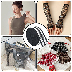 9.4ヤードのフラットポリエステルメッシュ伸縮性ワイドバンド  衣服のウエストバンドアクセサリー用  ホワイト  38mm&nbsp;OCOR-CY0003-31B-01