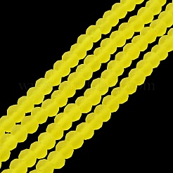 透明ガラスビーズ連売り  多面カット  艶消し  ロンデル  きいろ  4mm  穴：0.8~1mm  約105~110個/連  38~39cm&nbsp;EGLA-A034-T4mm-MD29