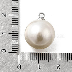 ABSプラスチックパール調ペンダント  丸いチャーム  プラチナ合金ループ付き  フローラルホワイト  20x16mm  穴：1.8mm&nbsp;FIND-H052-01I-01P