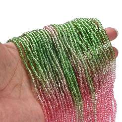 透明塗装ガラスビーズ連売り  多面カット  ロンデル  カラフル  2.6x2.5mm  穴：0.5mm  約135~140個/連  26~27cm&nbsp;X1-DGLA-A034-T1mm-A18