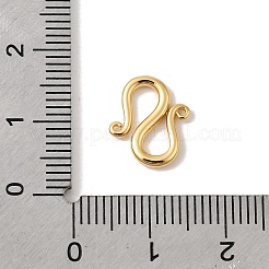真鍮製S字クラスプ  ニッケルフリー  18KGP本金メッキ  12.5x10.5x1.5mm  穴：0.6mm&nbsp;KK-P340-47G