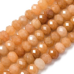 天然石レッドアベンチュリンビーズ連売り  ロンデル  多面カット  8x5.5~6mm  穴：1mm  約62個/連  15.04''（38.2センチメートル）&nbsp;G-B179-A05-6x8mm