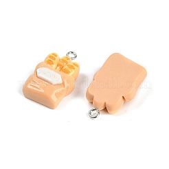 樹脂チャーム  模造食品  プラチナ鉄ループ付き  バゲット  25.5x16.5x5.5mm  穴：2mm&nbsp;RESI-I061-03C