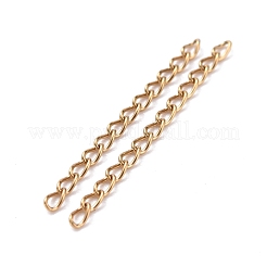 イオンプレーティング(IP) 304 ステンレススチールカーブチェーンエクステンダー  ゴールドカラー  22~25mm  リンク：3x1.6x0.4mm&nbsp;STAS-WH0032-02A-G