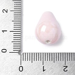 釉薬をかけた磁器ビーズ  光沢のあるセラミックビーズ  ティアドロップ  ピンク  16.5x12mm  穴：2mm&nbsp;PORC-C005-01B