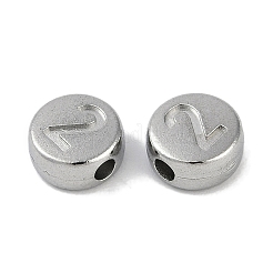 変色防止304ステンレススチールビーズ  番号付きのフラットラウンド2  ステンレス鋼色  7x3.8mm  穴：1.8mm&nbsp;STAS-L082-018P-03