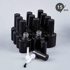 DIYキット  ガラスマニキュア空ボトル付き  ミニ透明プラスチック漏斗ホッパー  使い捨てプラスチック製ピペットと304ステンレススチール製ビーズ  ブラック  ボトル：7.9x2.8センチメートル  容量：15ミリリットル&nbsp;DIY-BC0011-20