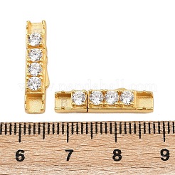 スターリングシルバーのマイクロパヴェクリアキュービックジルコニアバヨネットクラスプ925個  長方形  平らな穴  18KGP本金メッキ  20.5x5x4.5mm  内径：3mm&nbsp;STER-C016-01A-G
