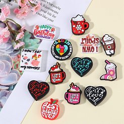 15 個 15 スタイル食品グレードのシリコーン焦点ビーズ  混合図形  19~31x18.5~32x5.5~8.5mm  穴：2.2~3mm  1個/スタイル&nbsp;SIL-SZ0001-81