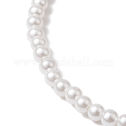 女性用ロンドシェルパールビーズストレッチブレスレット  ホワイト  内径：2-1/8インチ（5.5cm）&nbsp;BJEW-JB11038