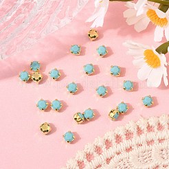 プレシオサ® マキシマ クリスタル 縫い付けカップ  チェコクリスタル  真鍮製爪付き台座付き  719 35 021 チャトン（丸）  ゴールドカラー  ターコイズ63030個  ss16（3.8~4mm）&nbsp;X-PRC-SS16-63030-G