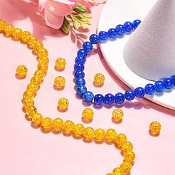 ミックスクラックガラスビーズ連売り  ラウンド  ミックスカラー  ビーズ：直径10mm  穴：1.3~1.6mm  約80個/連  31.4インチ&nbsp;GGC10mm
