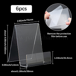 キッチンカウンター用アクリルブックスタンド6個  ブックホルダー  多機能ディスプレイスタンド  透明  75x103mm&nbsp;ODIS-SP0001-04C