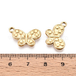 304ステンレススチール製バタフライペンダント  イオンプレーティング（ip）  18KGP本金メッキ  13x19x2mm  穴：2mm&nbsp;STAS-T069-33G