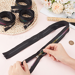 4個 #5 ナイロンコイルジッパー レインボージッパーテープ  樹脂コイルのカラフルな歯  ブラック  700x32mm&nbsp;SENE-CY0001-13A-01