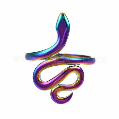 スネークラップカフリング  大きく開いたリング  女性用レインボーカラー 304 ステンレススチールリング  usサイズ8 1/4(18.3mm)&nbsp;LS-RJEW-N038-033
