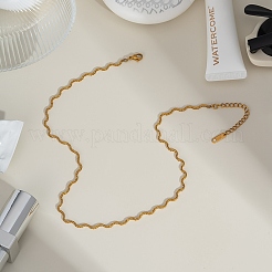 4mm 304ステンレススチール製ウェーブスネークチェーンネックレス  ゴールドカラー  15.75インチ（40cm）&nbsp;NJEW-C101-04G