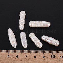 ナチュラルケシパールビーズ  養殖淡水パール  穴なし/ドリルなし  弾丸  貝殻色  15~26x6~8x5~7mm&nbsp;PEAR-N020-P07