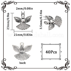 合金のチベット風チャーム  天使  カドミウムフリー＆鉛フリー  アンティークシルバー  21x23x3.5mm  穴：2mm  40個/箱&nbsp;FIND-SC0005-46
