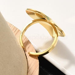 女性用304ステンレススチールオープンカフリング  18KGP本金メッキ  ハート  ハート：27x25mm  調整可能&nbsp;RJEW-B109-03G-05