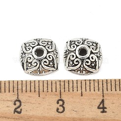 チベット風合金ビーズキャップ  カドミウムフリー＆鉛フリー  アンティークシルバー  9.5x9.5x3.5mm  穴：1.6mm  約1923個/1000g&nbsp;TIBE-P003-71AS