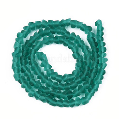 曇らされた透明なガラスビーズ  三角形  ティール  3~3.5x4~4.5x4~4.5mm  穴：0.8mm&nbsp;X1-GLAA-N016-4mm-04