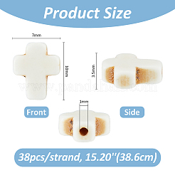 3連売り合成ターコイズビーズ連売り  染め  クロス  古いレース  10x7x3.5mm  穴：1mm  約38個/連  15.20''（38.6センチメートル）&nbsp;TURQ-FH0001-04