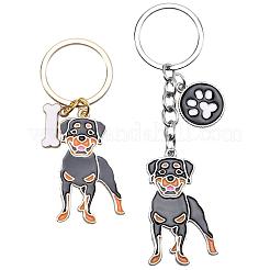 Wewaysmile 犬用キーホルダー 2個 車用キーホルダー ペットペンダント キーリング 可愛い犬用キーリング ポータブル メタルキーホルダー ペット愛好家へのギフト 誕生日 子犬テーマ パーティー用品 (ロットワイラー)  ミックスカラー  11x2.85cm&nbsp;JX797A