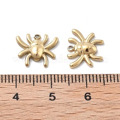 304ステンレススチールチャーム  クモのチャーム  イオンプレーティング（ip）  18KGP本金メッキ  10.5x12.5x2.5mm  穴：1mm&nbsp;STAS-Z121-09G