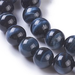 天然石タイガーアイビーズ連売り  ラウンド  8mm  穴：1mm  約49~51個/連  15インチ&nbsp;G-P428-01A-8mm