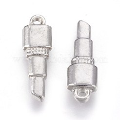変色しにくい201ステンレススチールペンダント  メイクペンダント  口紅  ステンレス鋼色  18.5x6x3mm  穴：1.4mm&nbsp;STAS-O118-66P