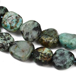 天然アフリカンターコイズ（ジャスパー）ビーズ連売り  ナゲット  タンブルストーン  8~13x8~10x3~8mm  穴：1mm  約49~50個/連  15.55~15.75''（39.5~40センチメートル）&nbsp;G-Q060-E14