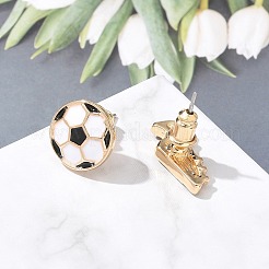 真鍮エナメルスタッドピアス  ゴールドカラー  左右  サッカー  7.5x16.5x12mm&nbsp;EJEW-Z080-01G
