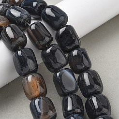 天然石黒瑪瑙ビーズ連売り  染め＆加熱  コラム  ブラック  15~16x11.5~13x11~13mm  穴：1.6mm  約12個/連  7.17~7.28''（18.2~18.5センチメートル）&nbsp;G-H295-F01-14